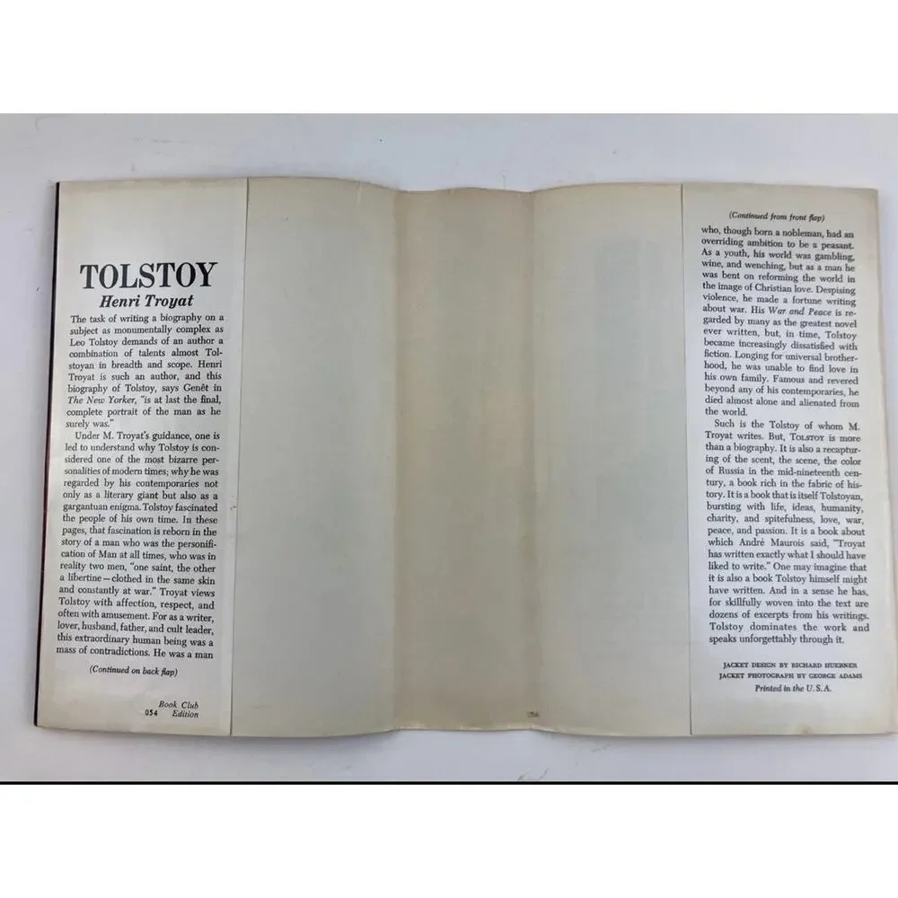Tolstoy A Biography by Henri Troyat (1967/HC/DJ) Book Club Edition Hardcover Do
